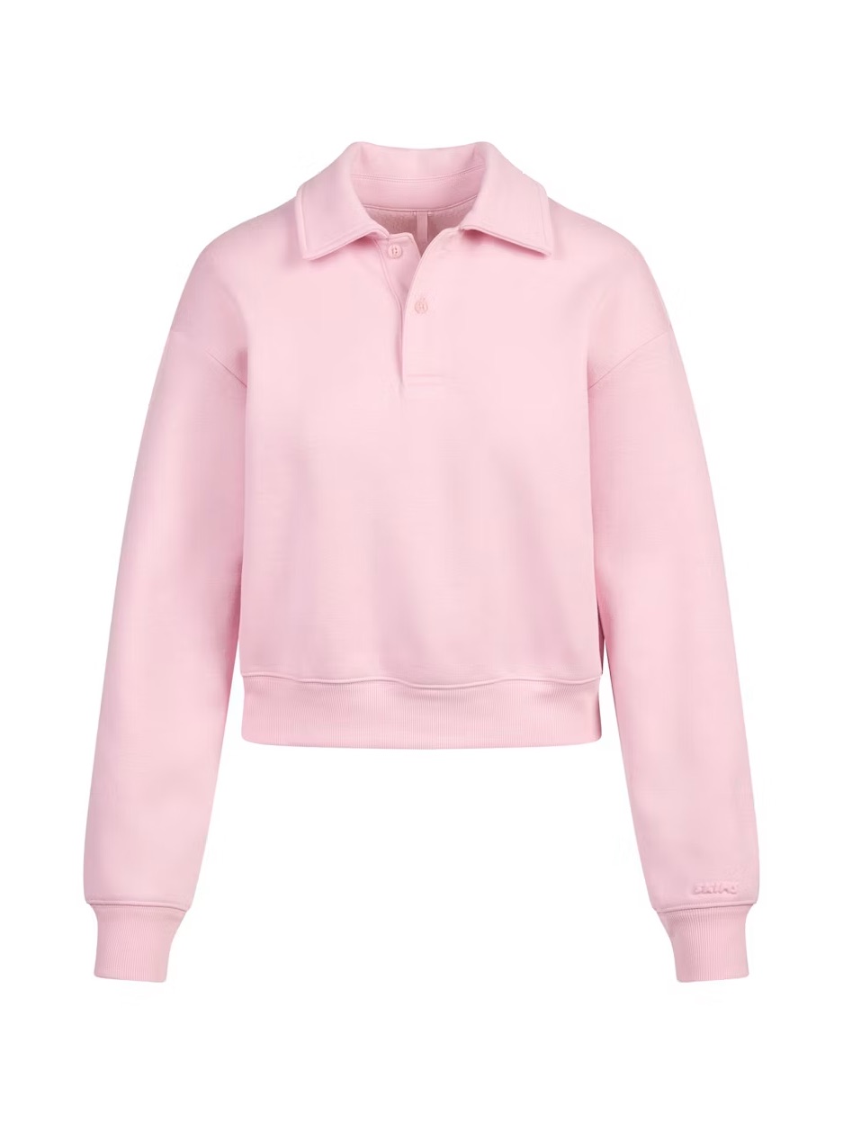 Nwot Skims Cotton Fleece Polo Sweatshirt Limited Edition Color